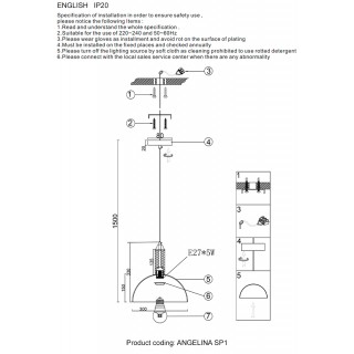 Светильник подвесной Crystal Lux ANGELINA SP1 BRASS-foto3