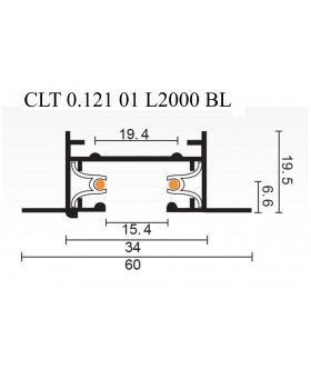 Шинопровод встраиваемый однофазный с питанием и заглушкой Crystal Lux CLT 0.121 01 L2000 BL-foto3