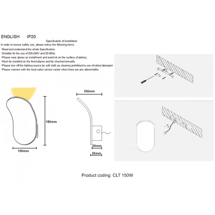 Бра Crystal Lux CLT 150W BL