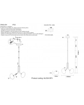 Светильник подвесной Crystal Lux ALICIA SP3 GOLD/WHITE-foto7