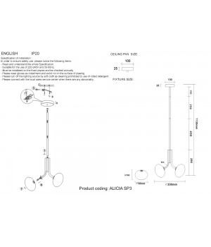 Светильник подвесной Crystal Lux ALICIA SP3 GOLD/WHITE-foto7