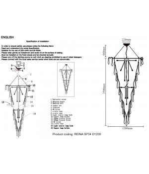 Люстра Crystal Lux REINA SP34 D1200 GOLD PEARL-foto2