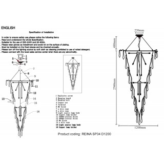 Люстра Crystal Lux REINA SP34 D1200 GOLD PEARL-foto2