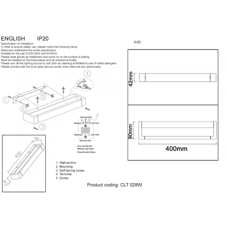 Бра Crystal Lux CLT 028W WH