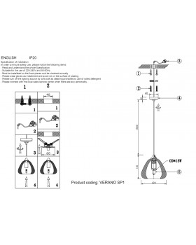 Светильник подвесной Crystal Lux VERANO SP1 TRANSPARENT-foto4