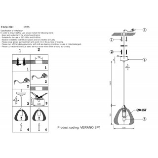 Светильник подвесной Crystal Lux VERANO SP1 TRANSPARENT-foto4