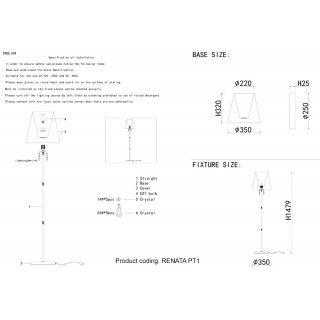 Торшер Crystal Lux RENATA PT1 GOLD-foto5