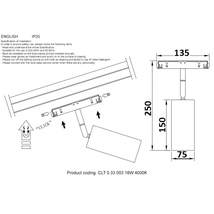 Светильник трековый магнитный Crystal Lux CLT 0.33 003 18W WH 4000K