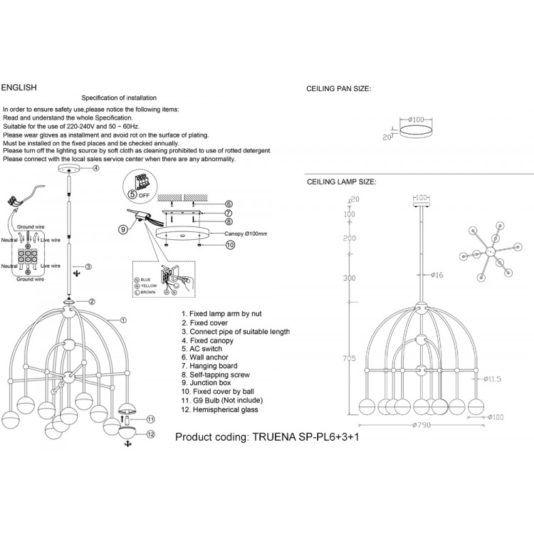 Люстра Crystal Lux TRUENA SP-PL6+3+1 BRONZE