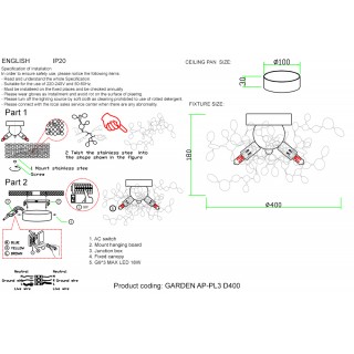 Бра Crystal Lux GARDEN AP-PL3 D400 CHROME-foto4