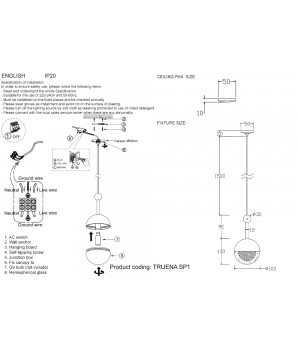 Светильник подвесной Crystal Lux TRUENA SP1 NICKEL-foto5