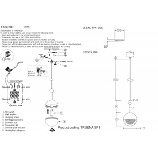 Светильник подвесной Crystal Lux TRUENA SP1 NICKEL-foto5