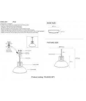 Светильник подвесной Crystal Lux TOLEDO SP1 V2 BROWN-foto3