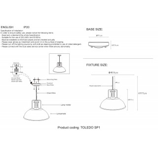Светильник подвесной Crystal Lux TOLEDO SP1 V2 BROWN-foto3