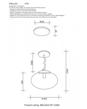 Светильник подвесной Crystal Lux MALAGA SP1 D360 CHROME-foto4