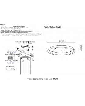 Потолочная база Crystal Lux D450-5 CHROME-foto2