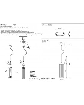 Светильник подвесной Crystal Lux TADEO SP1 D100 CHROME/TRANSPARENTE-foto3