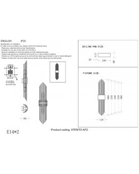 Бра Crystal Lux ATENTO AP2 CHROME/TRANSPARENTE-foto3