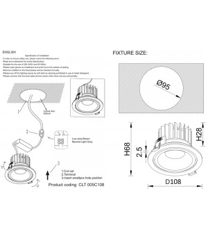 Светильник встраиваемый Crystal Lux CLT 005C108 WH-foto2