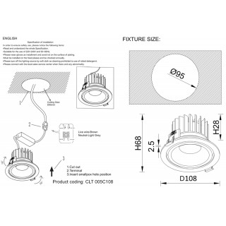 Светильник встраиваемый Crystal Lux CLT 005C108 WH-foto2