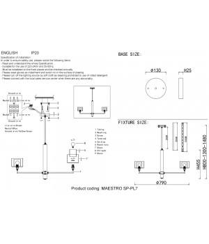 Люстры Crystal Lux MAESTRO SP-PL7 GOLD-foto3