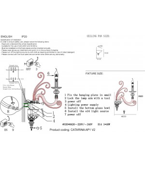 Бра Crystal Lux CATARINA AP1 V2 GOLD/TRANSPARENT-COGNAC-foto3