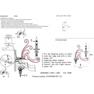 Бра Crystal Lux CATARINA AP1 V2 GOLD/TRANSPARENT-COGNAC-foto3