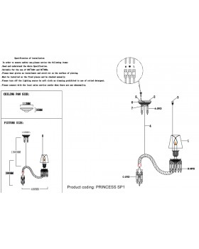 Светильник подвесной Crystal Lux PRINCESS SP1-foto4