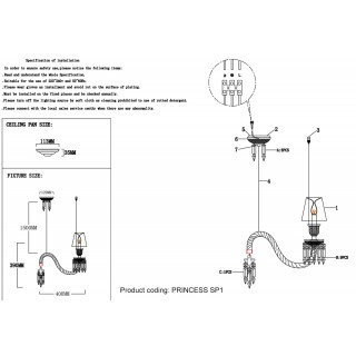 Светильник подвесной Crystal Lux PRINCESS SP1-foto4