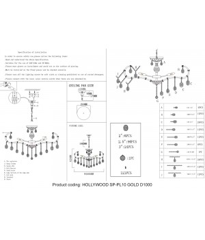 Люстра Crystal Lux HOLLYWOOD SP-PL10 GOLD D1000-foto5