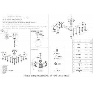 Люстра Crystal Lux HOLLYWOOD SP-PL10 GOLD D1000-foto5