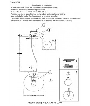 Светильник подвесной Crystal Lux HELADO SP1 D200 GOLD-foto5