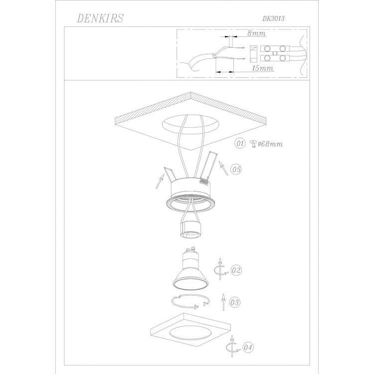 DK3013-AL Встраиваемый светильник влагозащ., IP 44, 50 Вт, GU10, серый, алюминий