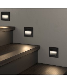 DK3050-BK Светильник встраиваемый в стену, IP 20, LED 3000, 1 Вт, черный пластик-foto3