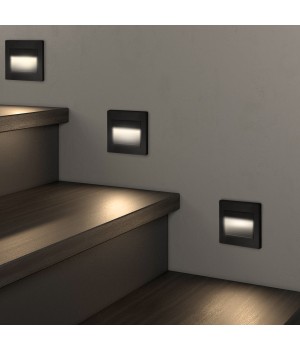 DK3050-BK Светильник встраиваемый в стену, IP 20, LED 3000, 1 Вт, черный пластик-foto3