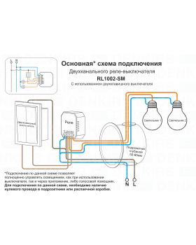 RL1002-SM Двухканальное Wi-Fi реле-выключатель 2 x 1150 Вт / 2 x 100 Вт для LED-foto3