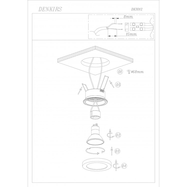 DK3012-WH Встраиваемый светильник влагозащ., IP 44, 50 Вт, GU10, белый, алюминий