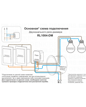 RL1004-DM Двухканальное Wi-Fi реле-диммер 2 x 100 Вт-foto4
