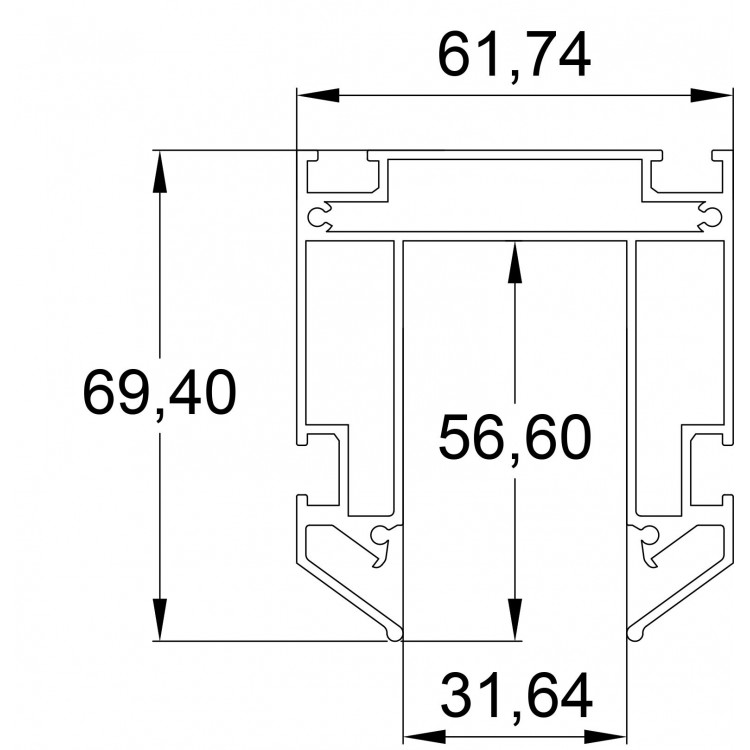 TR3040-AL Закладной профиль SMART для натяжного потолка 2м