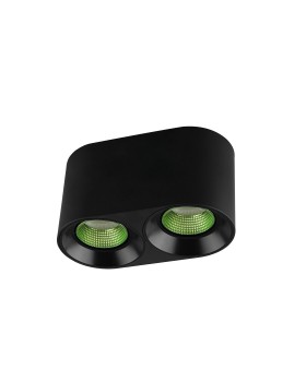 DK3096-BK+GR Светильник накладной IP 20, 10 Вт, GU5.3, LED, черный/зеленый, пластик