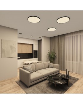 DK6520-BK Накладной светильник THIN, IP40, 18W, 3000K/4000K/6500K, переключатель цветовой температуры на корпусе, черный, полимер-foto3