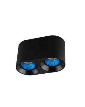 DK3096-BK+CY Светильник накладной IP 20, 10 Вт, GU5.3, LED, черный/голубой, пластик
