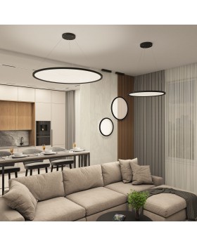 DK6616-BK Подвесной горизонтальный светильник Veil со светодиодом H900 d600 220V 48W 3000-6000K IP20 черный алюминий-foto7