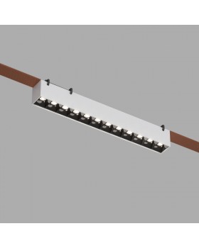 DK5570-WB Cветильник для трека-ремня Belty, серия Grill, со светодиодом, L323*W40*H45мм, 48V DC, 12W, RA90, 24°, 4000K, IP20, белый с черным, алюминий