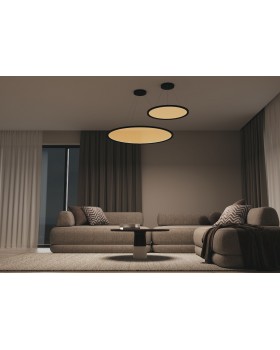 DK6616-BK Подвесной горизонтальный светильник Veil со светодиодом H900 d600 220V 48W 3000-6000K IP20 черный алюминий-foto4