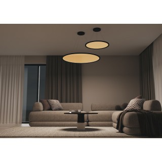 DK6616-BK Подвесной горизонтальный светильник Veil со светодиодом H900 d600 220V 48W 3000-6000K IP20 черный алюминий-foto4