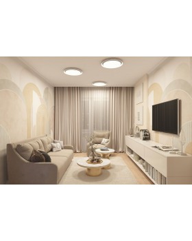 DK6516-WH Накладной светильник со встроенным светодиодом, 50W, IP 20, 3000K - 6500K, управление пульт Д/У (в комплекте) и Wi-Fi 2,4 Ггц. Эко система Tuya Smart, Яндекс.Алиса, белый, металл, полимер-foto5