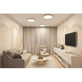 DK6516-WH Накладной светильник со встроенным светодиодом, 50W, IP 20, 3000K - 6500K, управление пульт Д/У (в комплекте) и Wi-Fi 2,4 Ггц. Эко система Tuya Smart, Яндекс.Алиса, белый, металл, полимер-foto5