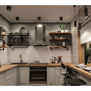 DK3080-BK+CH Светильник накладной IP 20, 10 Вт, GU5.3, LED, черный/хром, пластик-foto2