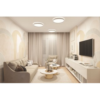 DK6511-WH Накладной светильник со встроенным светодиодом, 50W, IP 20, 3000K - 6500K, управление пульт Д/У (в комплекте) и Wi-Fi 2,4 Ггц. Эко система Tuya Smart, Яндекс.Алиса, белый, металл, полимер-foto4